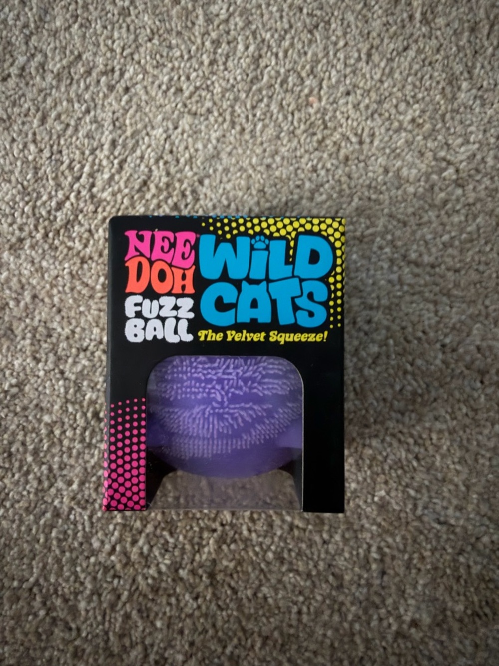 NEE DOH Schylling authentic NWT sealed Wild Cats Fuzz Ball Purple Cat Toy